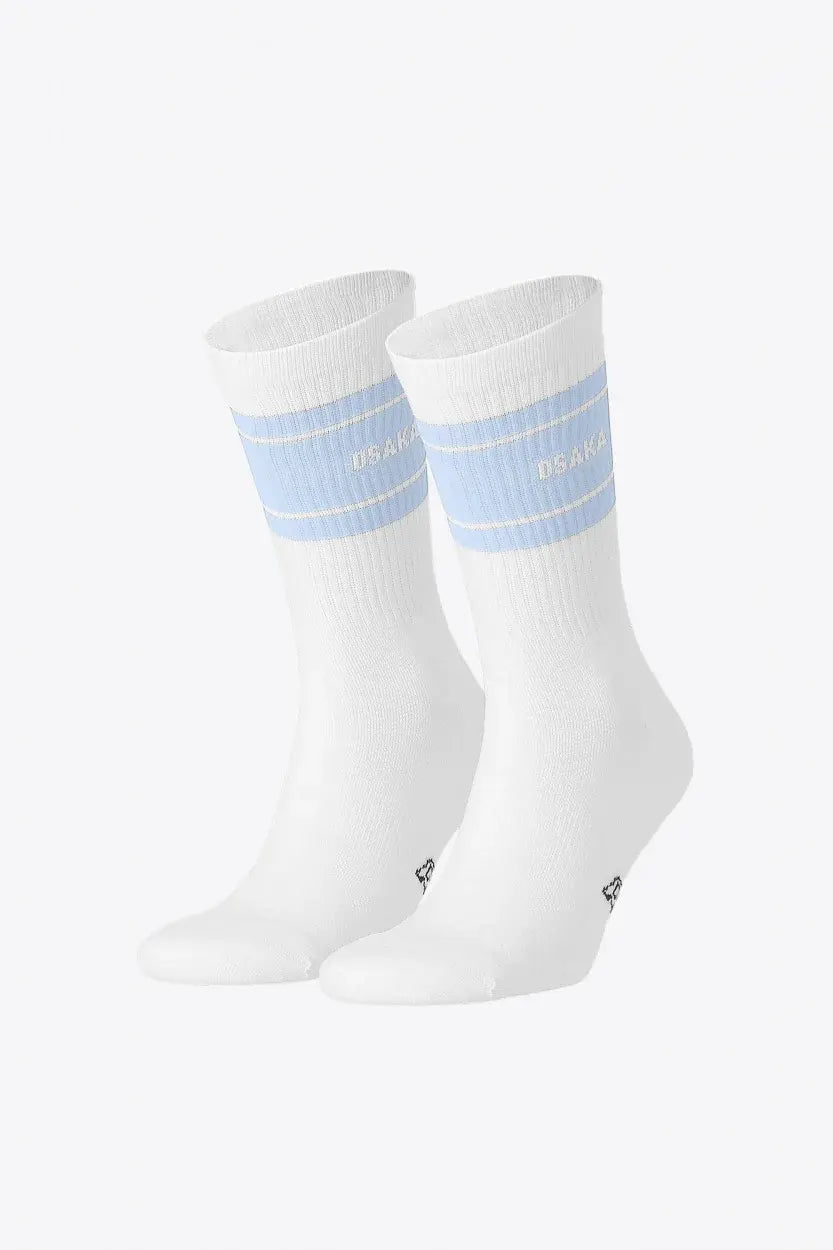 Osaka Colourway Socks Duo Pack White/Sky Blue