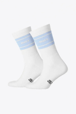 Osaka Colourway Socks Duo Pack White/Sky Blue